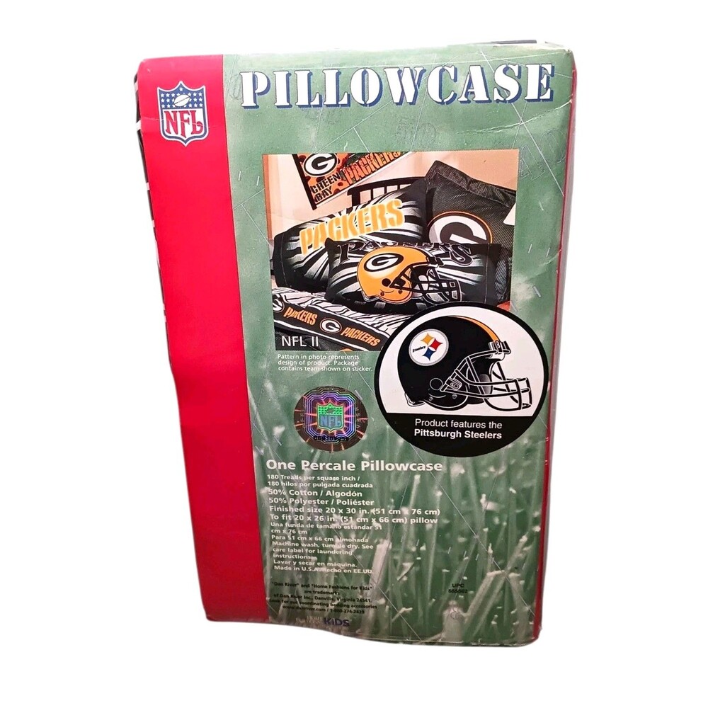 NEW Vtg 1990's Pittsburgh Steelers Standard Pillowcase Percale Dan River SEALED